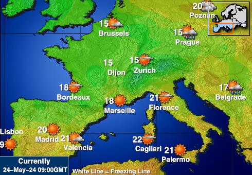 France Carte des températures de Météo 