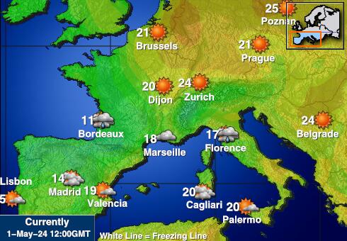 Frankreich Wetter Temperaturkarte 