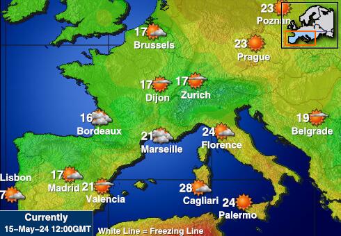 Perancis Peta suhu cuaca 