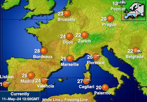 Francuska Vremenska prognoza, Temperatura, karta 