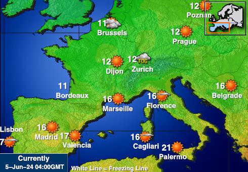 Франция Температурна карта за времето 