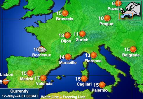 Francija Laika temperatūra karte 