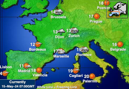 Frankreich Wetter Temperaturkarte 
