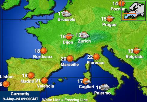 Francie Mapa počasí teplota 