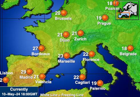 Frankrike Været temperatur kart 