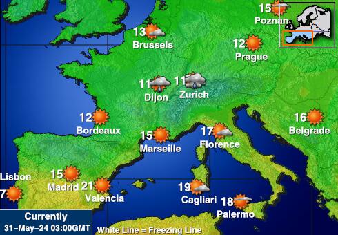 Frankrig Vejret temperatur kort 
