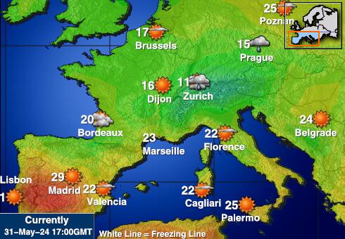 Франция Карта погоды Температура 
