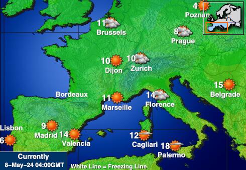 Prantsusmaa Ilm temperatuur kaart 