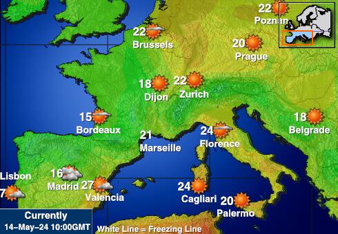 Pháp Bản đồ nhiệt độ thời tiết 