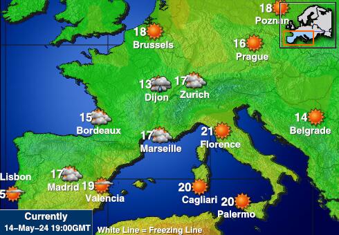 Pháp Bản đồ nhiệt độ thời tiết 