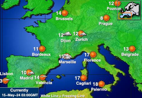 France Mapa temperatura Tempo 