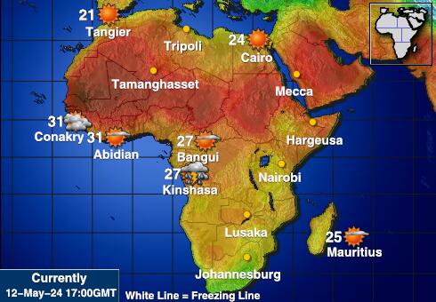 ประเทศกาบอง แผนที่อุณหภูมิสภาพอากาศ 