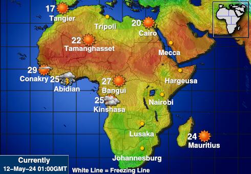 गैबॉन मौसम का तापमान मानचित्र 