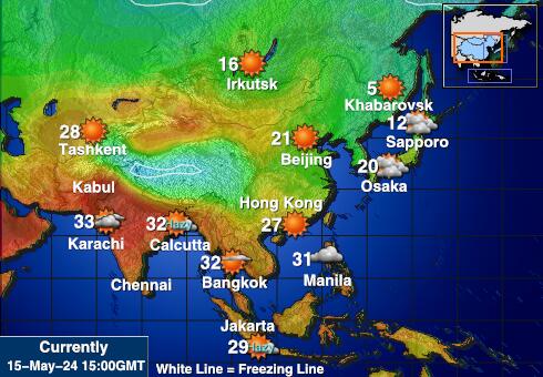 Острови Глоріос Карта температури погоди 