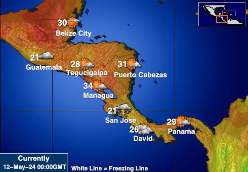 Gvatemala Vremenska prognoza, Temperatura, karta 
