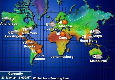 Остров Херд и острова Макдональд Карта погоды Температура 