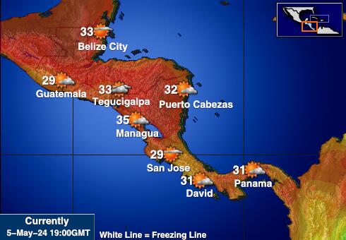 Honduras Vremenska prognoza, Temperatura, karta 