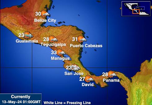Honduras Weer temperatuur kaart 