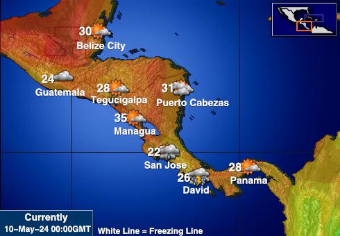 Honduras Mapa temperatura Tempo 