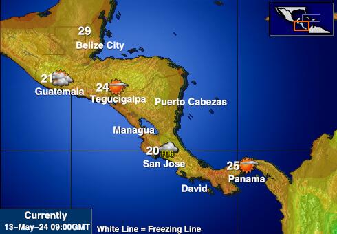 Honduras Peta suhu cuaca 