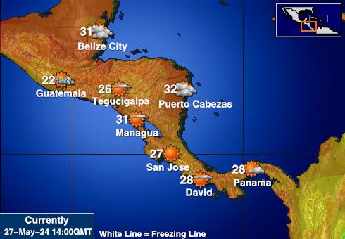 Honduras Harta temperaturii vremii 