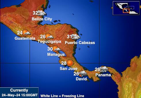 Honduras Harta temperaturii vremii 