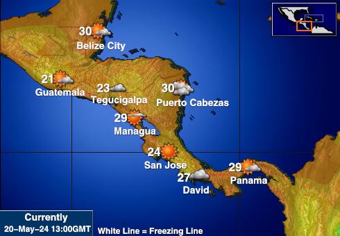 Honduras Vremenska prognoza, Temperatura, karta 