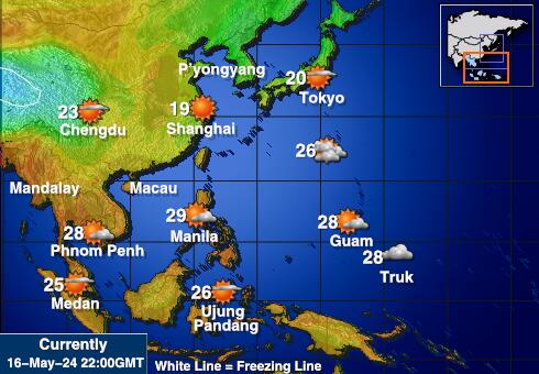 Hong Kong Vremenska prognoza, Temperatura, karta 
