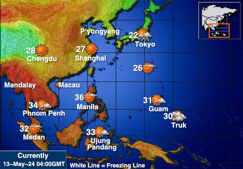 ฮ่องกง แผนที่อุณหภูมิสภาพอากาศ 
