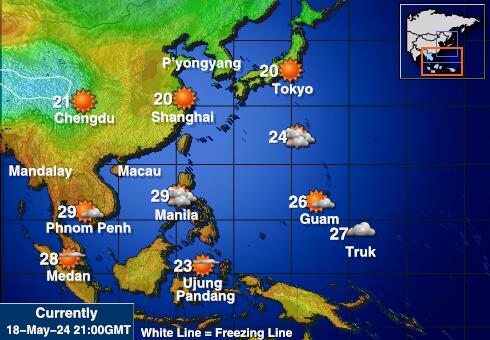Hong Kong Vremenska prognoza, Temperatura, karta 