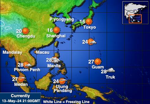 Hong Kong Mapa de temperatura Tiempo 