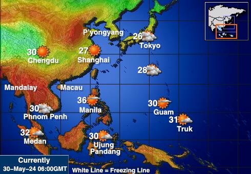 हॉगकॉग मौसम का तापमान मानचित्र 