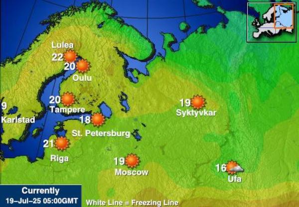 Mađarska Vremenska prognoza, Temperatura, karta
