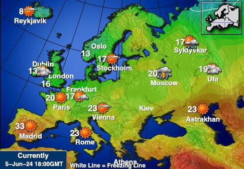 Islandija Vreme Temperatura Zemljevid 