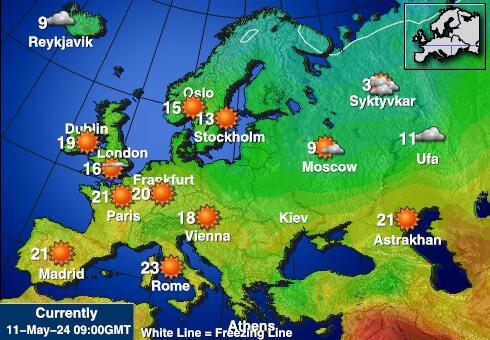 أيسلندا خريطة درجة حرارة الطقس 