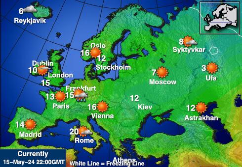 Island Vremenska prognoza, Temperatura, karta 