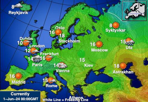 Исландия Карта погоды Температура 