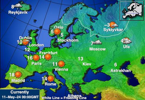 أيسلندا خريطة درجة حرارة الطقس 