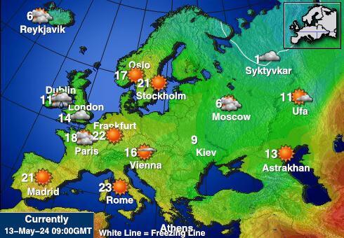 Iceland Peta suhu cuaca 