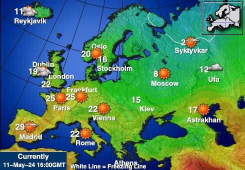 IJsland Weer temperatuur kaart 