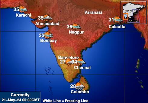 Inde Carte des températures de Météo 