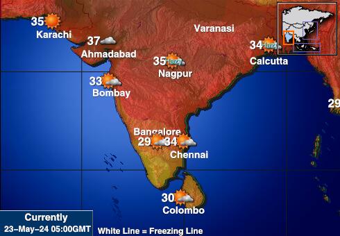 Ινδία Θερμοκρασία Καιρός χάρτη 