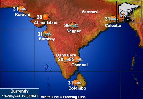 Ινδία Θερμοκρασία Καιρός χάρτη 