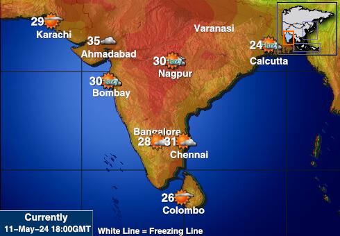 इंडिया मौसम का तापमान मानचित्र 