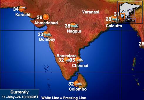 الهند خريطة درجة حرارة الطقس 