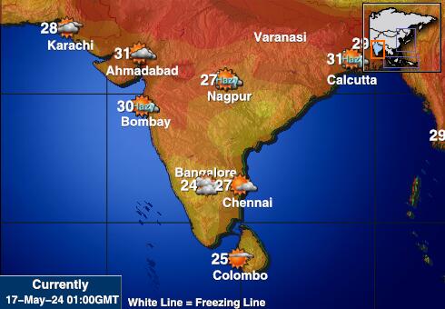 Inde Carte des températures de Météo 