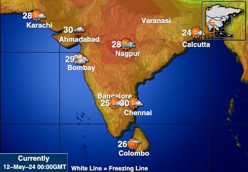 อินเดีย แผนที่อุณหภูมิสภาพอากาศ 