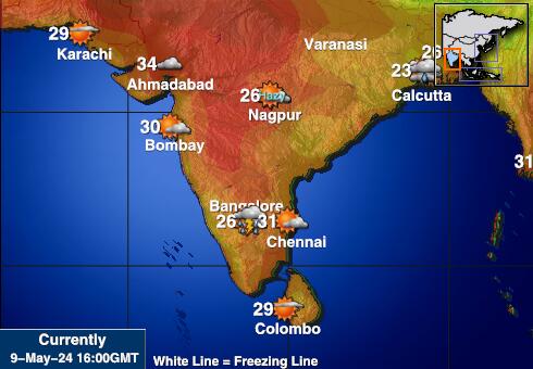 Индија Временска прогноза, Температура, Карта 