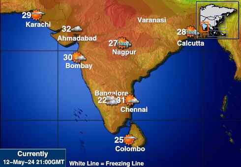 Indië Weer temperatuur kaart 