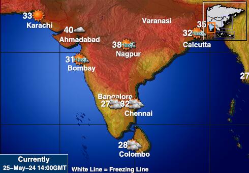 Indie Mapa počasí teplota 